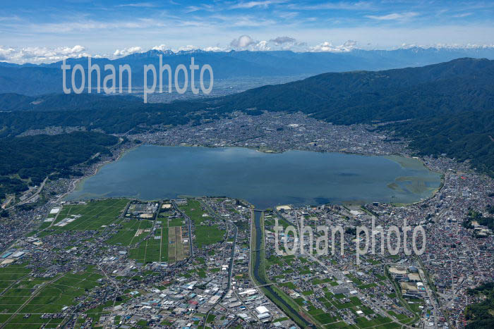 諏訪市より諏訪湖,岡谷市方面