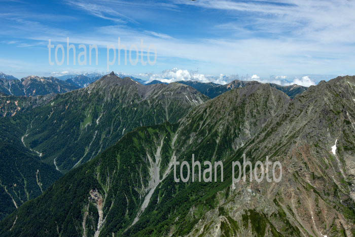 北アルプス(北穂高岳より槍ヶ岳周辺の山並み)日本百名山