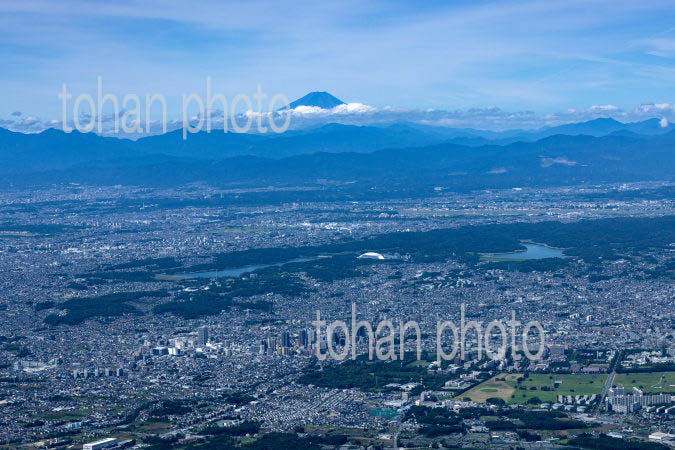 所沢周辺の街並みより富士山