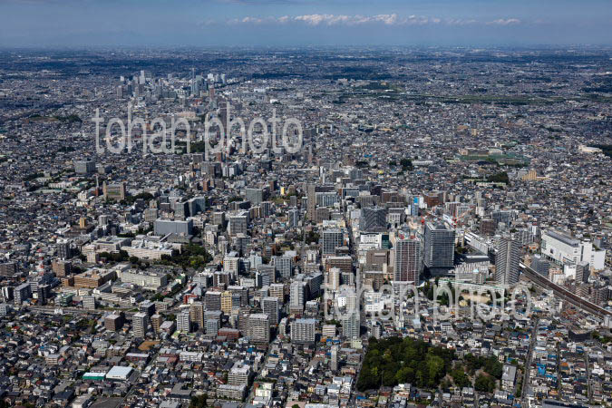 浦和の街並みと浦和駅よりさいたま新都心,大宮方面
