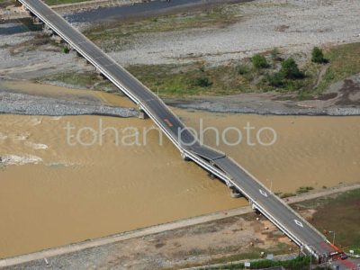 台風で壊れた橋-酒匂川十文字橋(神奈川県小田原市2007,09