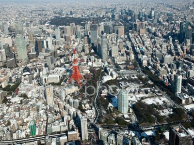 雪景色の芝公園,東京タワー周辺-20130115