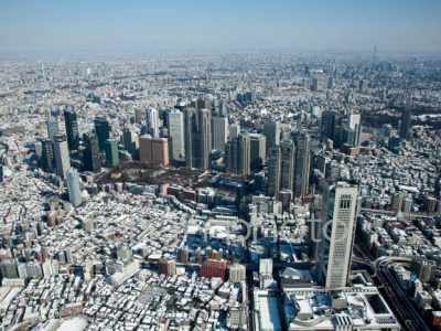 雪景色の初台と西新宿高層ビル群周辺-20130115