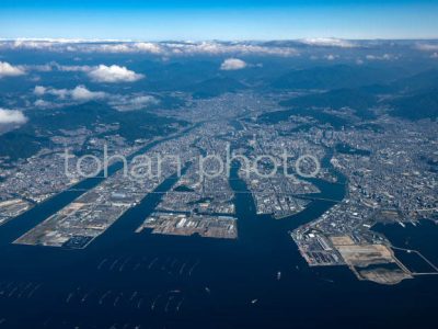 広島湾より広島市街地(三角州)(2020,10)