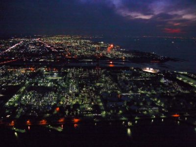 夜の京葉コンビナート(千葉県市原市)