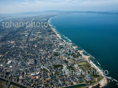 弓ヶ浜の海岸線と三保湾(弓ヶ浜より境港)-鳥取