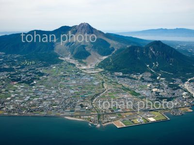 島原湾より雲仙岳(普賢岳,国見岳,妙見岳,平成新山)-長崎